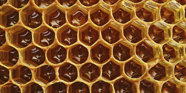 Close up of yellow honeycombs. Generative Ai, AI generated