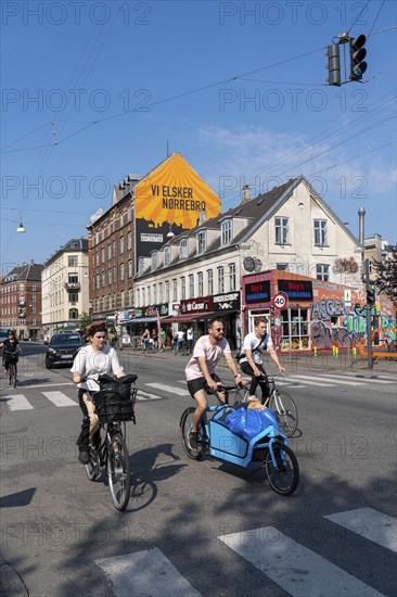 The Nørrebro district in Copenhagen, lively, multicultural and student neighbourhood, main street
