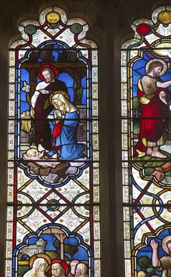 Stained glass window church of Saint John, Saxmundham, Suffolk, England, UK by Lavers, Barrand and