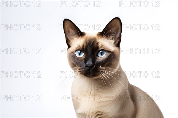 Tonkinese cat portrait, isolated on white background, ai generated, AI generated