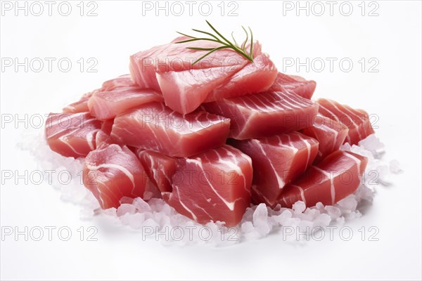 Slices of raw Tuna sashimi with ice. KI generiert, generiert, AI generated