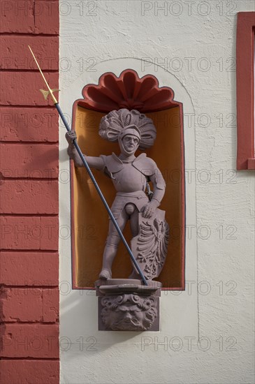 Knight figure at the House of the Holy Cross, Rottweil, Baden-Württemberg, Germany, Europe