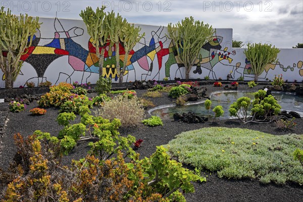 Mural in the garden, Fundación César Manrique, César Manrique Foundation, Tahíche, Lanzarote,