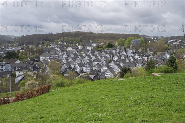 Panoramic view of the historic old town, Alter Flecken, 17th century, Freudenberg, North