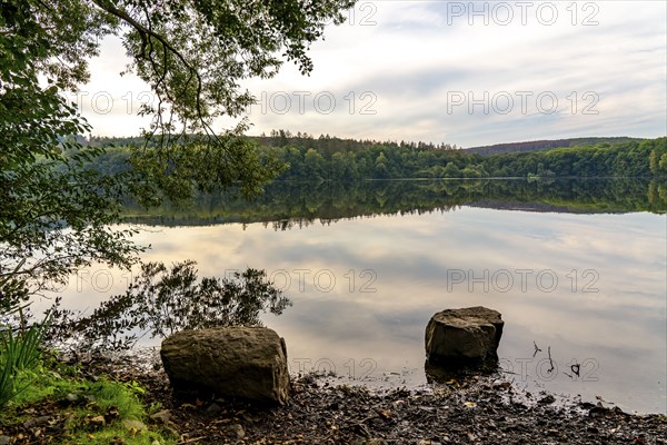 The Möhnesee, reservoir in the northern Sauerland, branch of the Hevesee, Kleine Schmalenau bay,