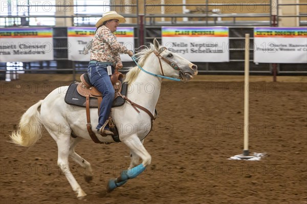 Oklahoma City, Oklahoma, The pole bending competition at the Great Plains Rodeo, an annual gay