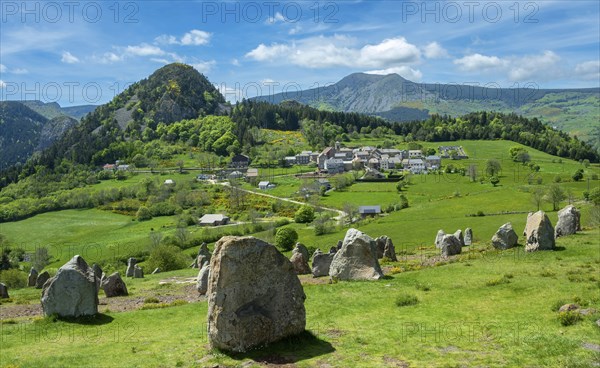 Megalithic Land Art Installation Near Borée Village in the Ardeche Mountains. Monts d'Ardeche