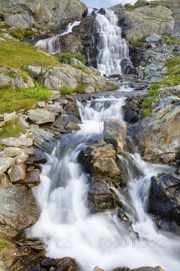 Waterfall on the Grimsel Pass, Bern, Switzerland, Europe