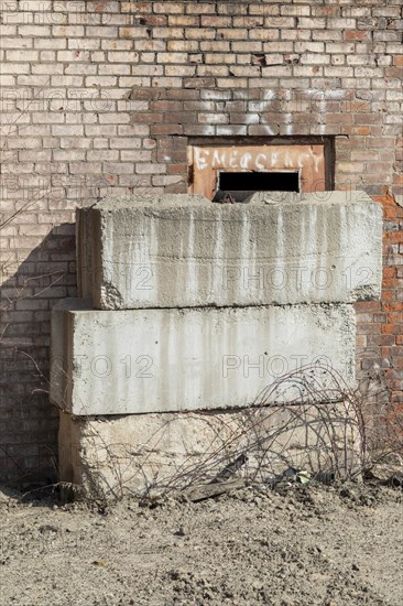 Detroit, Michigan, The door of a vacant building marked as an Emergency Exit