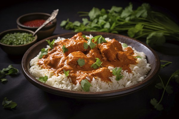 Indian butter chicken. KI generiert, generiert, AI generated