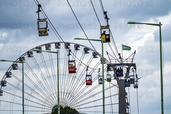 Rhine cable car, cabin above the Rhine, Ferris wheel at the zoo, Cologne, North Rhine-Westphalia,