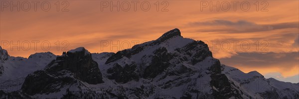 Orange sky over Mount Schluchhore, Swiss Alps