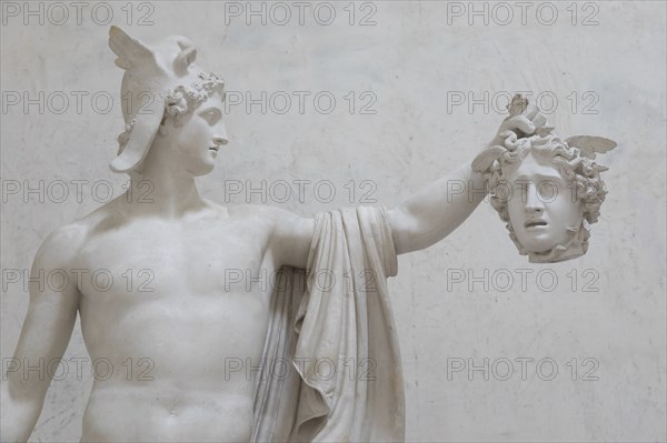Possagno, Italy, June 2022: Perseus statue with Medusa, named Perseo Trionfante, by Antonio Canova,