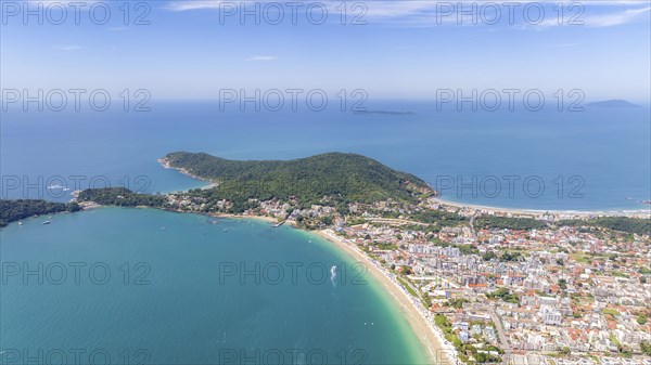 Bombinhas Beach in Santa Catarina. Aerial view taken with a drone. Brazil. South America