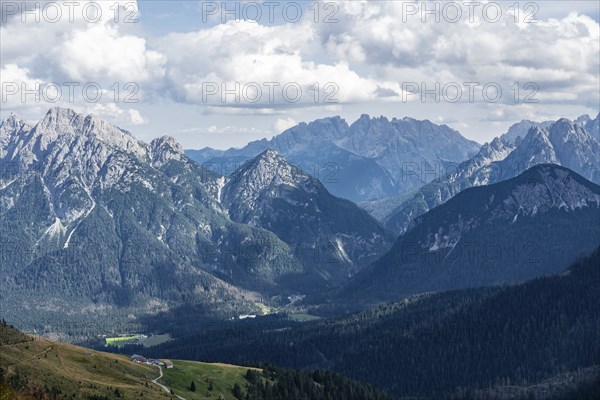 View from the Carnic main ridge to the Sesto Dolomites, Carnic Alps, Carinthia, Austria, Europe