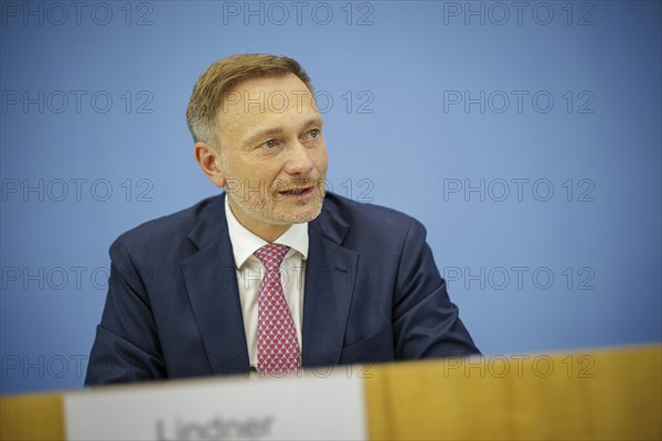 Christian Lindner (FDP), Federal Minister of Finance, presents the 2025 budget at the BPK. Berlin,