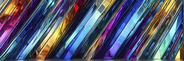 3d rendering of vibrant colored abstract changing glass design in an ornament structure, AI