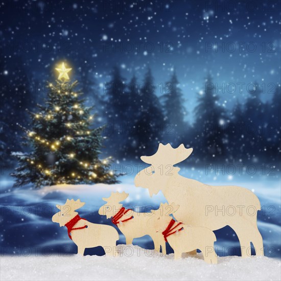 Christmas card for Christmas Card with reindeer moose and text free space Copyspace decoration and