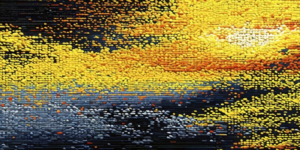 Abstract 3d pixel art technology themed pattern featuring random mosaic in vibrant hues, AI