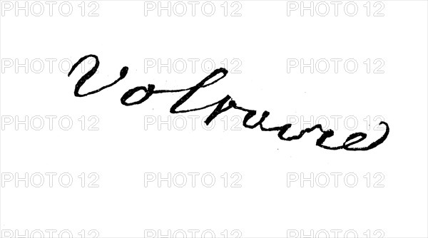 Signature, Voltaire's handwriting, historical, digital reproduction of an original from the 19th