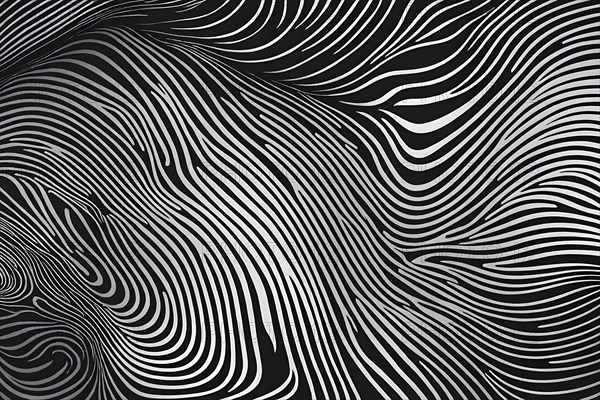 Fingerprint background dominated by swirl patterns in black and white, AI generated