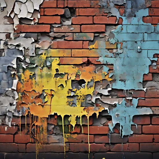 AI generated picture of an urban wall covered with graffiti