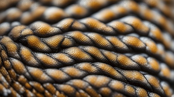 Close up on the wrinkled skin of an adder with intricate patterns, AI generated