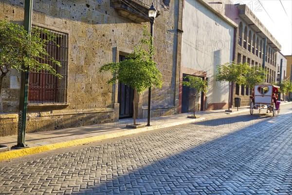 Colorful Guadalajara streets in historic city center near Central Cathedral