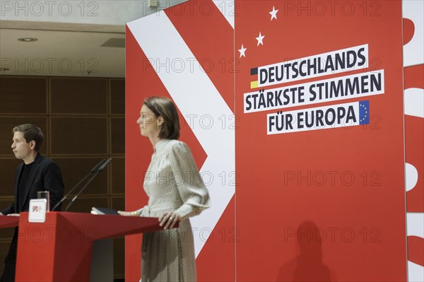 Kevin Kuehnert, SPD Secretary-General, and Katarina Barley, SPD lead candidate for the 2024