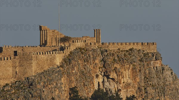 Evening light or late afternoon light, Acropolis of Lindos, Temple of Athena Lindia, Lindos,