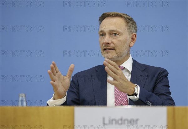 Christian Lindner (FDP), Federal Minister of Finance, presents the 2025 budget at the BPK. Berlin,