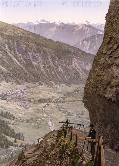 Gemmipass und Leuk im Wallis in der Schweiz / Gemmi-Route and Leuk, Valais, Alps of, Switzerland,