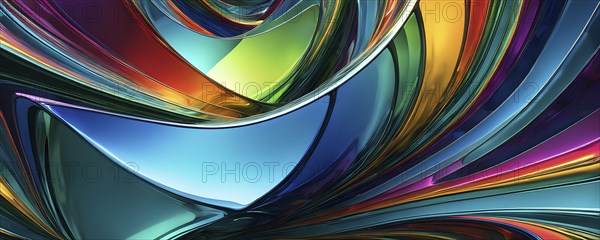 3d rendering of vibrant colored abstract changing glass design in an ornament structure, AI
