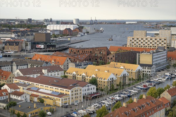 View from the Vor Frelsers Kirke to the Christianshavn Canal and neighbourhoods Christianshavn,