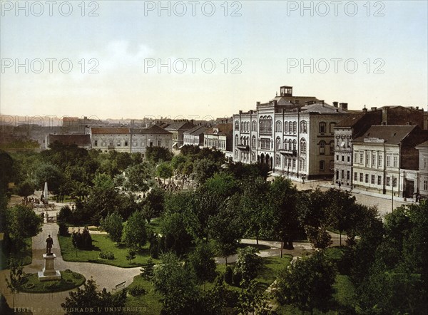 University in Belgrade, Serbia, around 1895, Historical, digitally restored reproduction from a