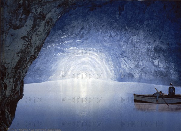 Blue Grotto, Island of Capri, Italy, c. 1895, Historic, digitally restored reproduction from a 19th
