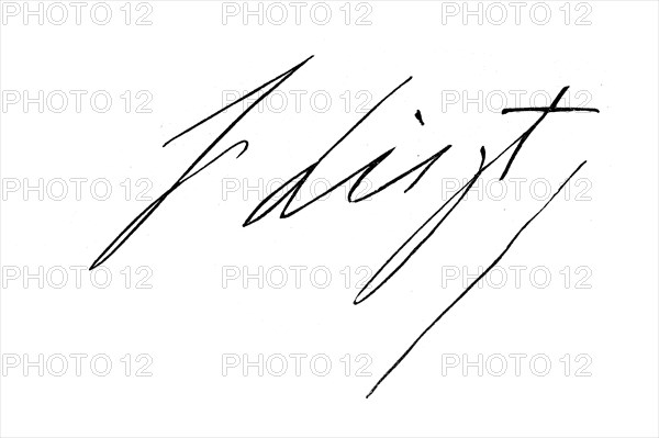 Signature, manuscript by Franz Liszt, historical, digital reproduction of an original from the 19th