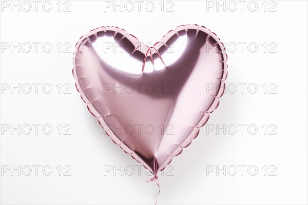Pink heart shaped foil balloon on white background. KI generiert, generiert AI generated