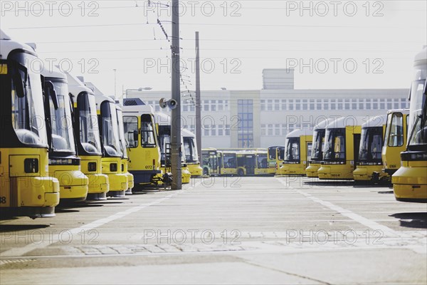 Trams of the Berlin transport company BVG are parked at the Lichtenberg depot in Berlin, 29