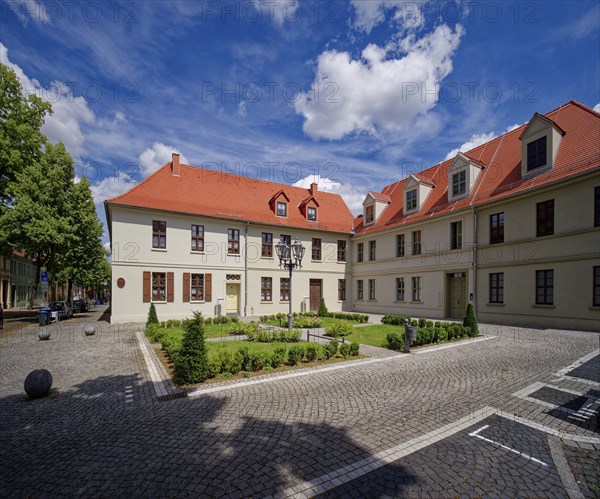 Architectural complex Wallstraße on Bachplatz, standardised 18th century building style, Köthen,