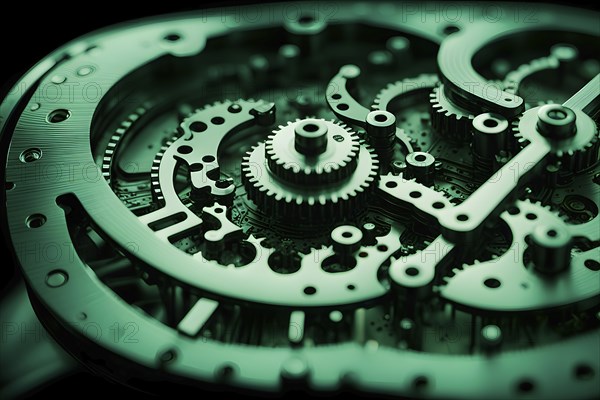 AI generated mechanical watch close up with shimmering digital component