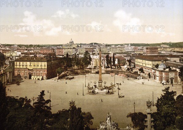 Panorama vom Pincio, Rom, Italien / Panorama from the Pincian, Rome, Italy, Historic, digitally