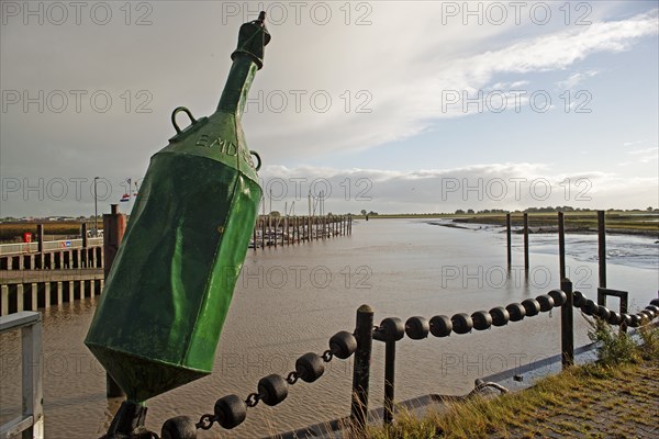 Low water, Ems, silt inflow, ferry harbour, Petkum, East Frisia, Germany, Europe