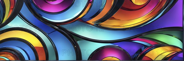 3d rendering of vibrant colored abstract changing glass design in an ornament structure, AI