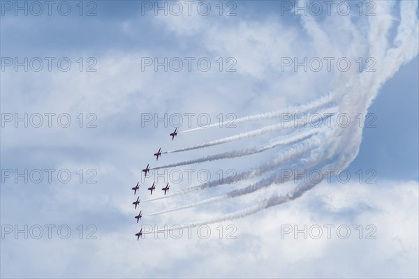 Red Arrows, Royal Air Force Aerobatic Team, Airshow 2024, Teignmouth, Devon, England, United