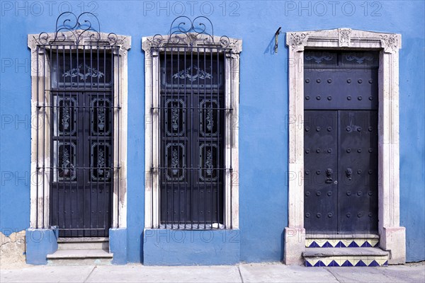 Central Mexico, Aguascalientes colorful streets and colonial houses in historic city center, one of