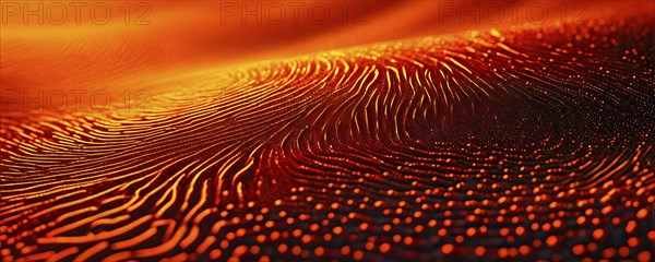 Fingerprint background dominated by swirl patterns in orange hues, AI generated