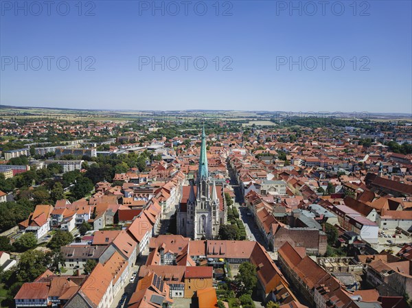 A bird's eye view of the old town centre of Mühlhausen