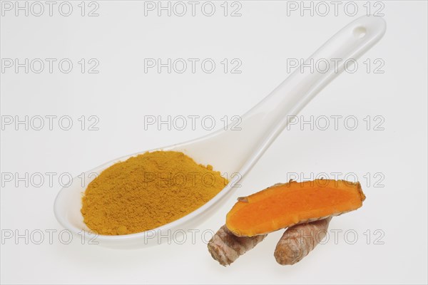 Turmeric (Curcuma longa) or curcume, yellow ginger, saffron root, turmeric, plant species of the