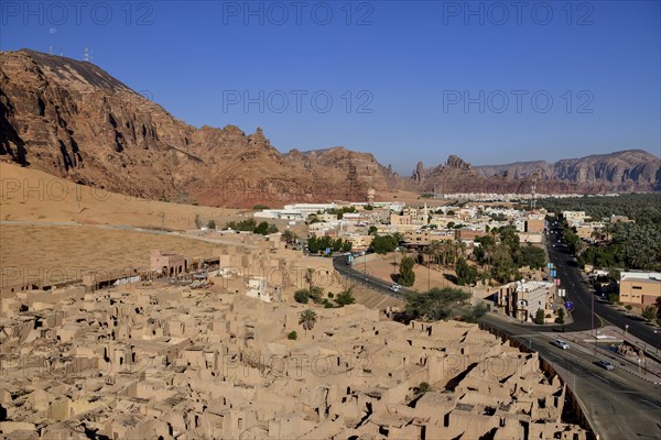 View over the old town of AlUla, Medina Province, Saudi Arabia, Arabian Peninsula, Asia